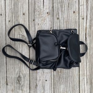 Mini Backpack - Black Leather